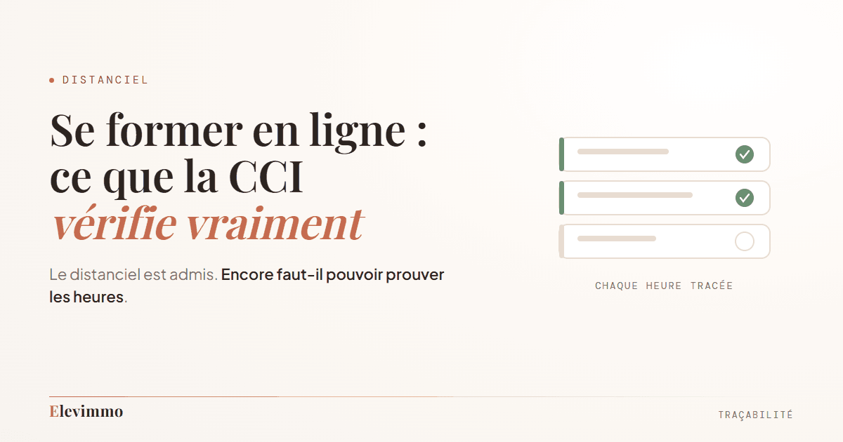 Illustration : une progression de modules dont deux sont validés et le troisième en cours, figurant la traçabilité heure par heure exigée en formation a distance