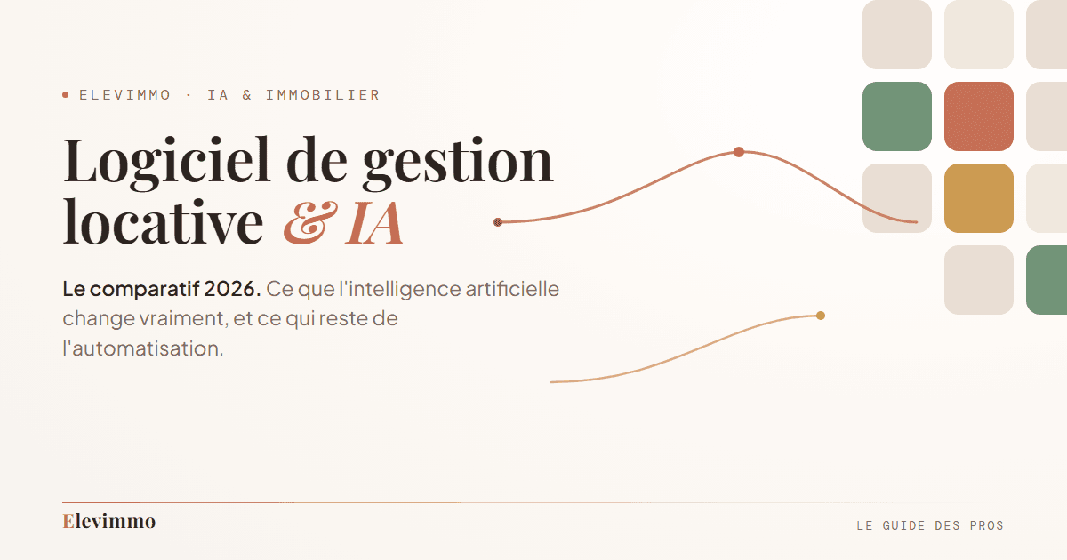 Trame de biens immobiliers reliée par un fil, illustrant un logiciel de gestion locative augmenté par l'IA